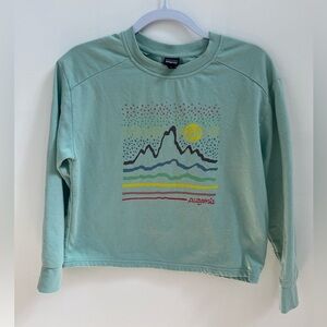 Patagonia Kids Light Greenish/ Blue Long Sleeve Mountain Design Top Size XL